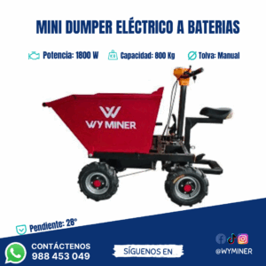 MINIDUMPER ELECTRICO DE 800 KG CAPACIDAD DE TOLVA