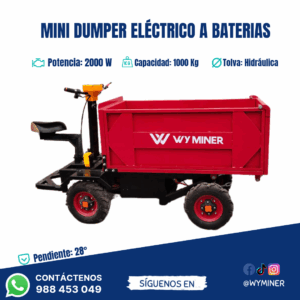 MINIDUMPER ELECTRICO DE 1000 KG CON TOLVA HIDRAULICA